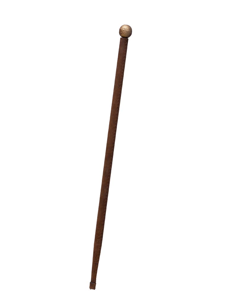 Wooden walking stick with brass golf ball handle - 2
