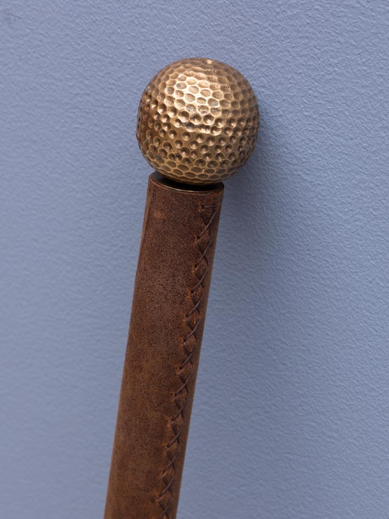 Wooden walking stick with brass golf ball handle - 4