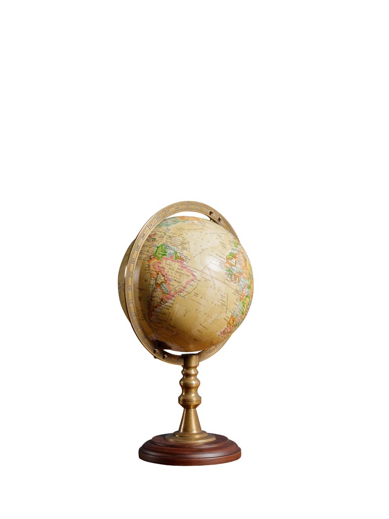 Globe with brass bow on leather base - 2