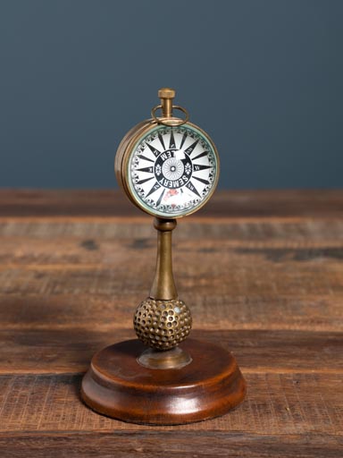 Clock and wind rose on elather stand