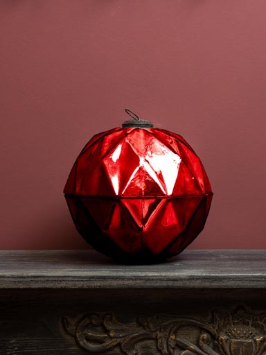 Bougie dans boule de Noel graphique rouge