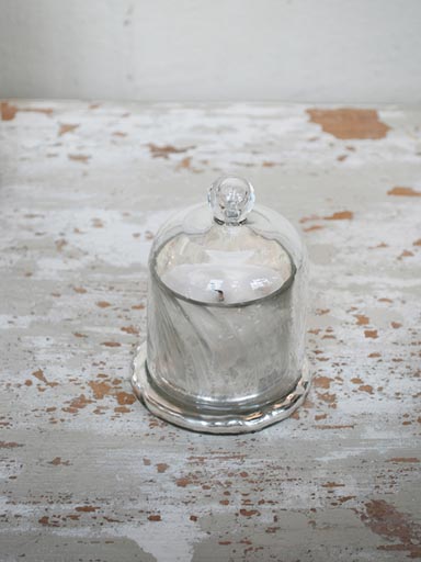 Photophore bougie mercurisé &cloche en verre 17cm