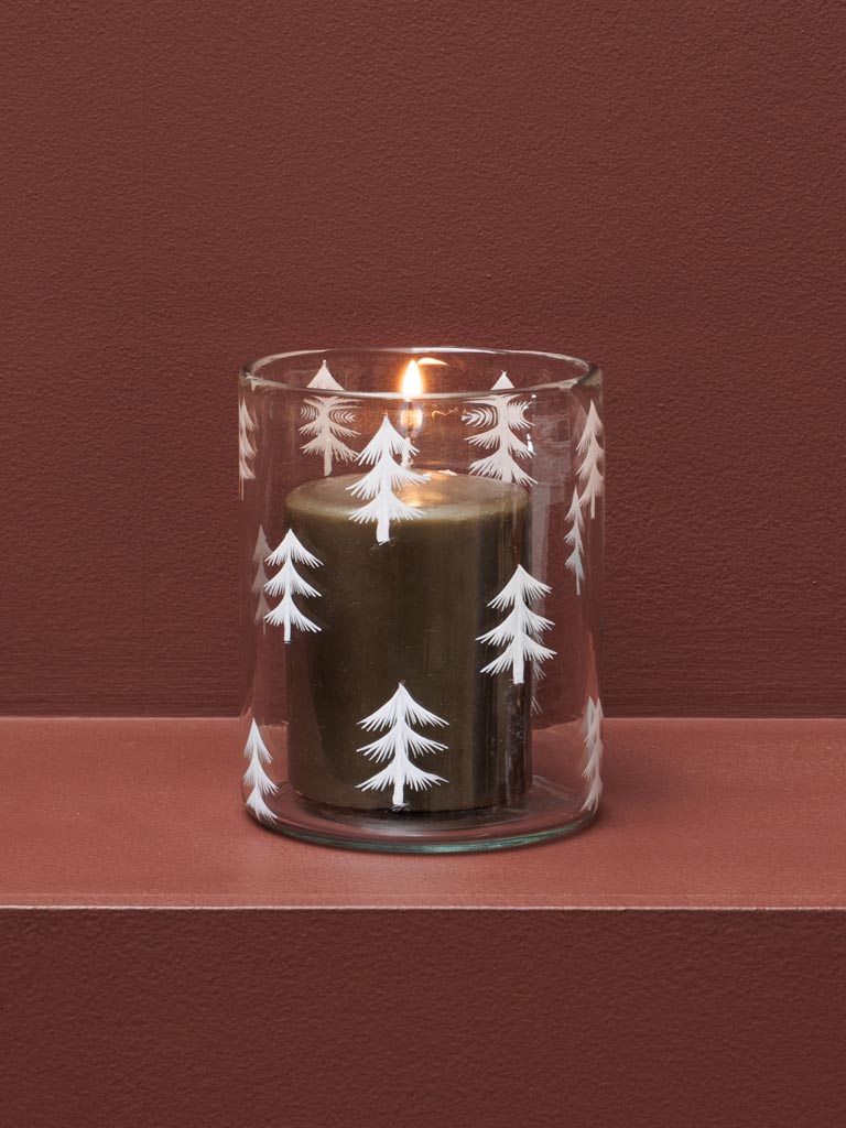 Small candle holder white Xmas trees - 1