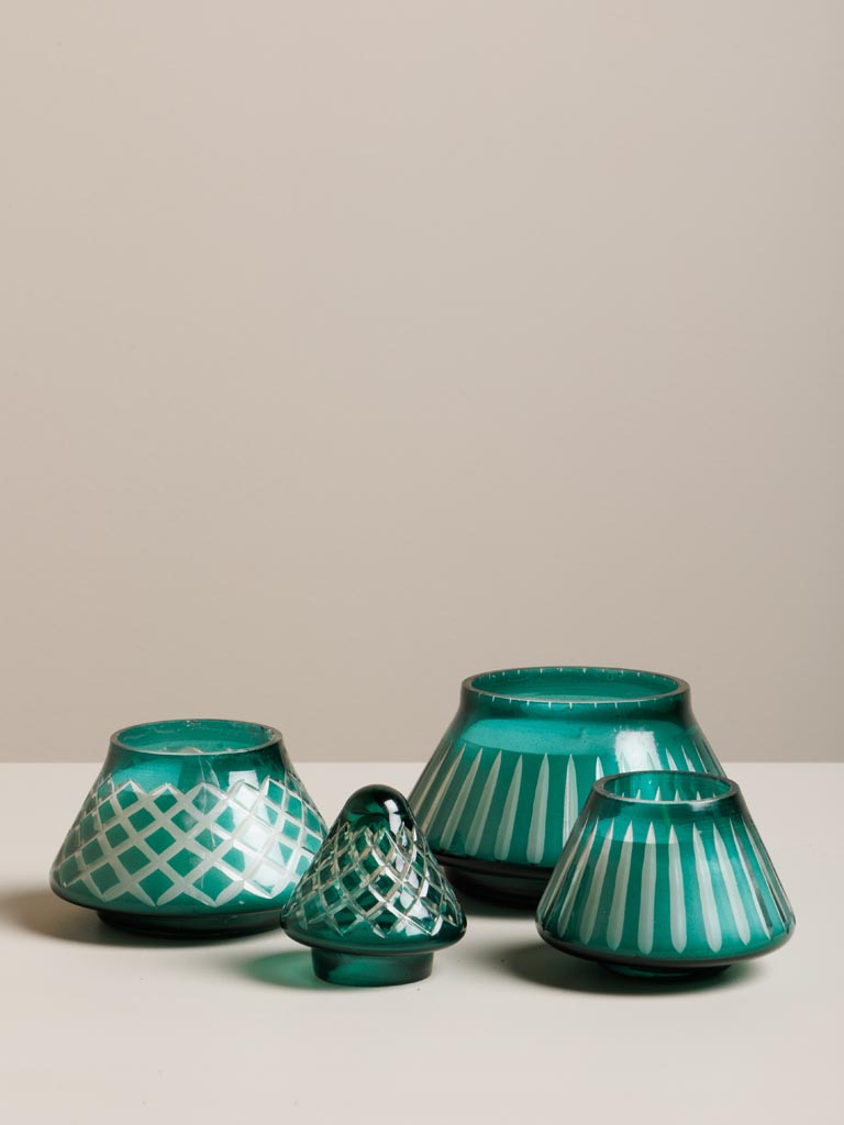 3 green Xmas tree stackable candles - 3