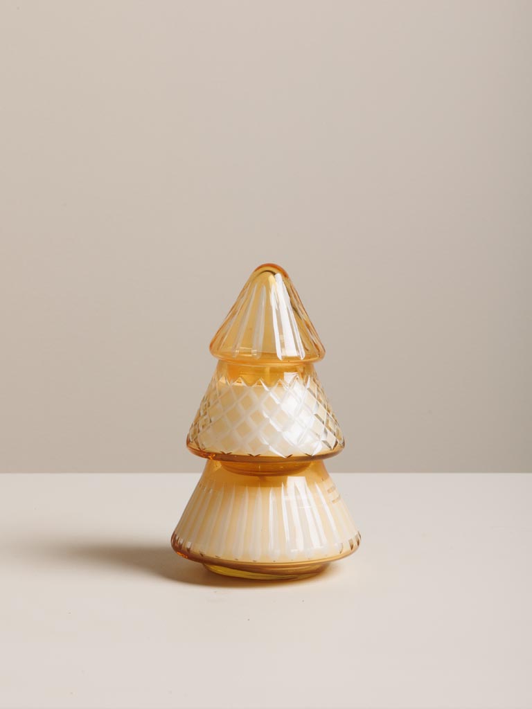2 ochre Xmas tree stackable candles - 1