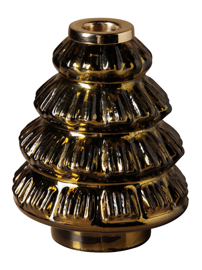 Green glass xmas tree candlestick - 3