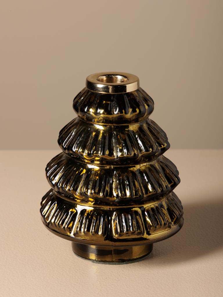 Green glass xmas tree candlestick - 2