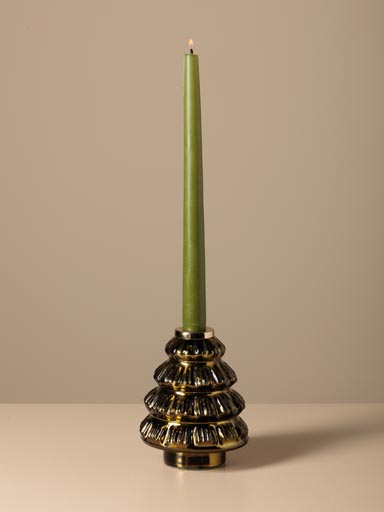 Amber glass xmas tree candlestick
