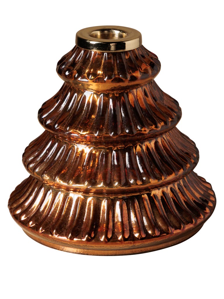 Amber glass xmas tree candlestick - 3