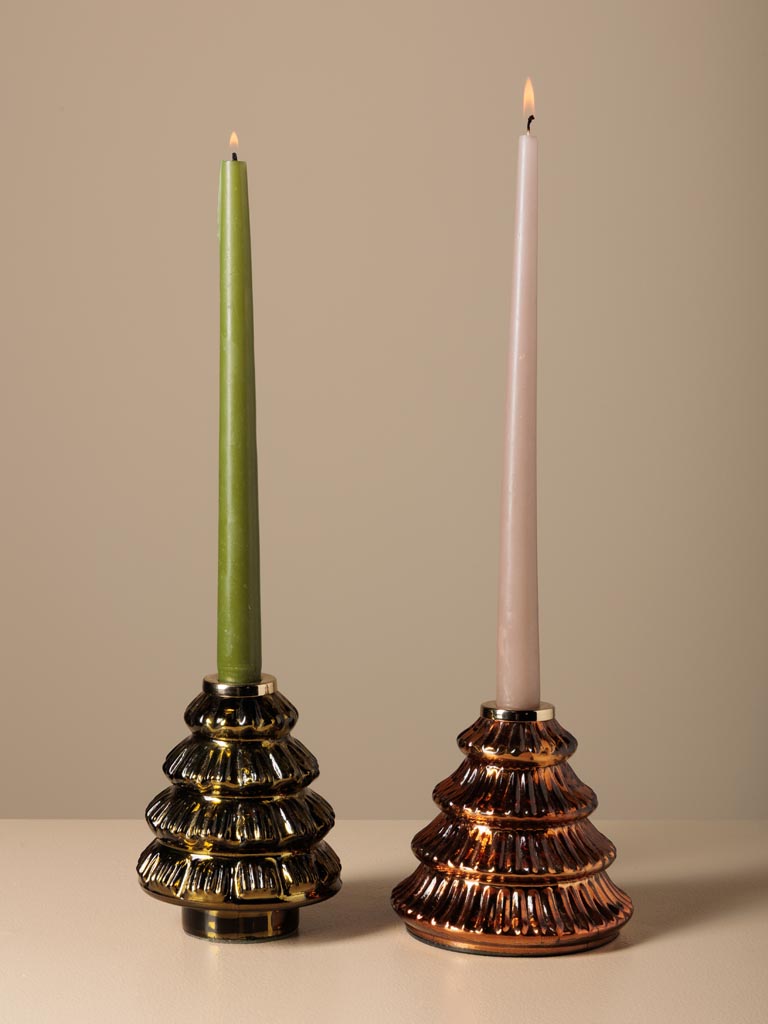 Amber glass xmas tree candlestick - 4