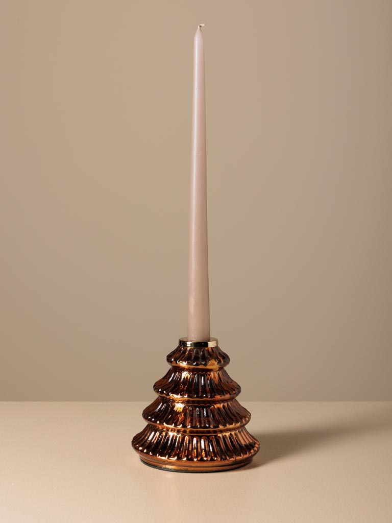Amber glass xmas tree candlestick - 5