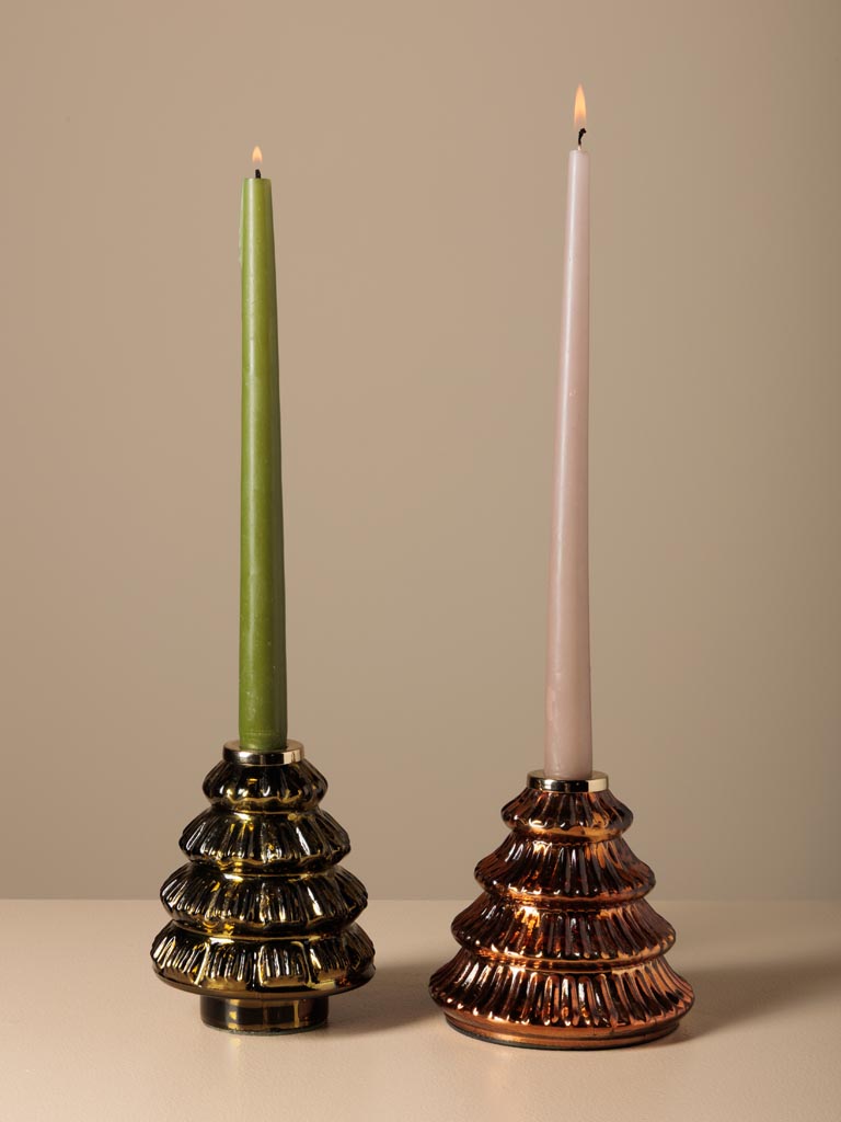 Amber glass xmas tree candlestick - 7