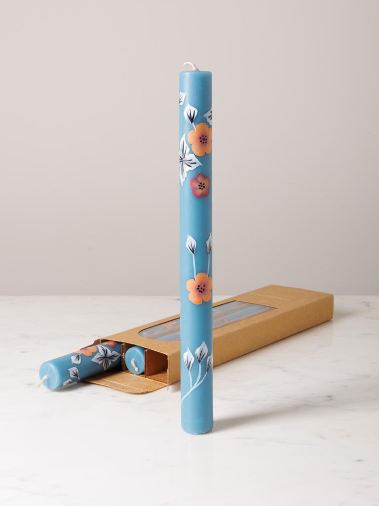 S/3 blue handmade candles Orphée - 1