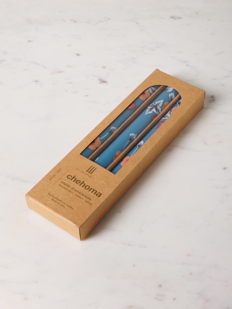 S/3 blue handmade candles Orphée - 4