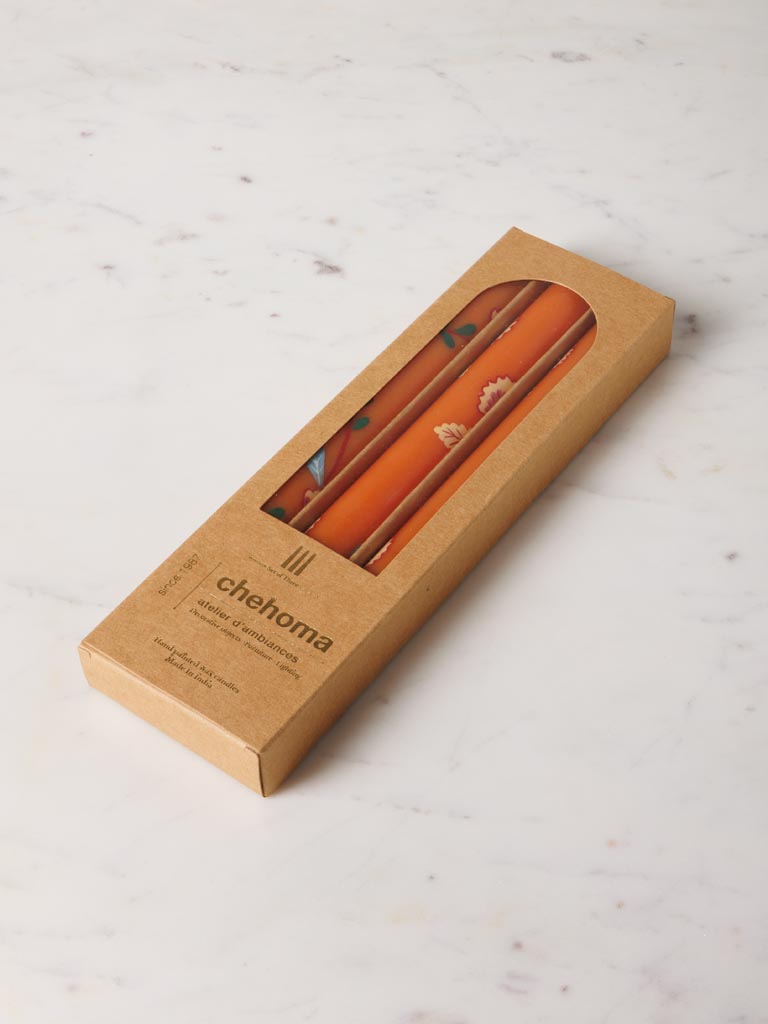 S/3 orange handmade candles Orphée - 4