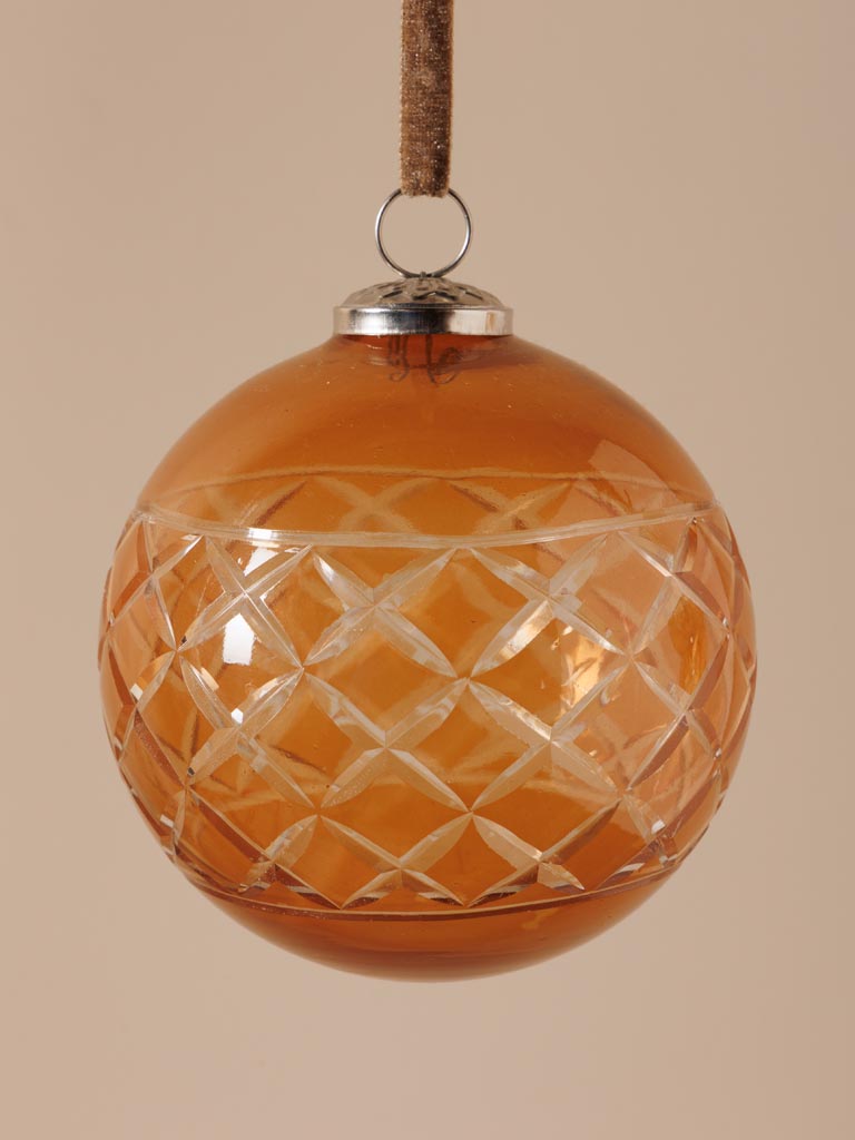S/3 amber glass xmas balls - 3