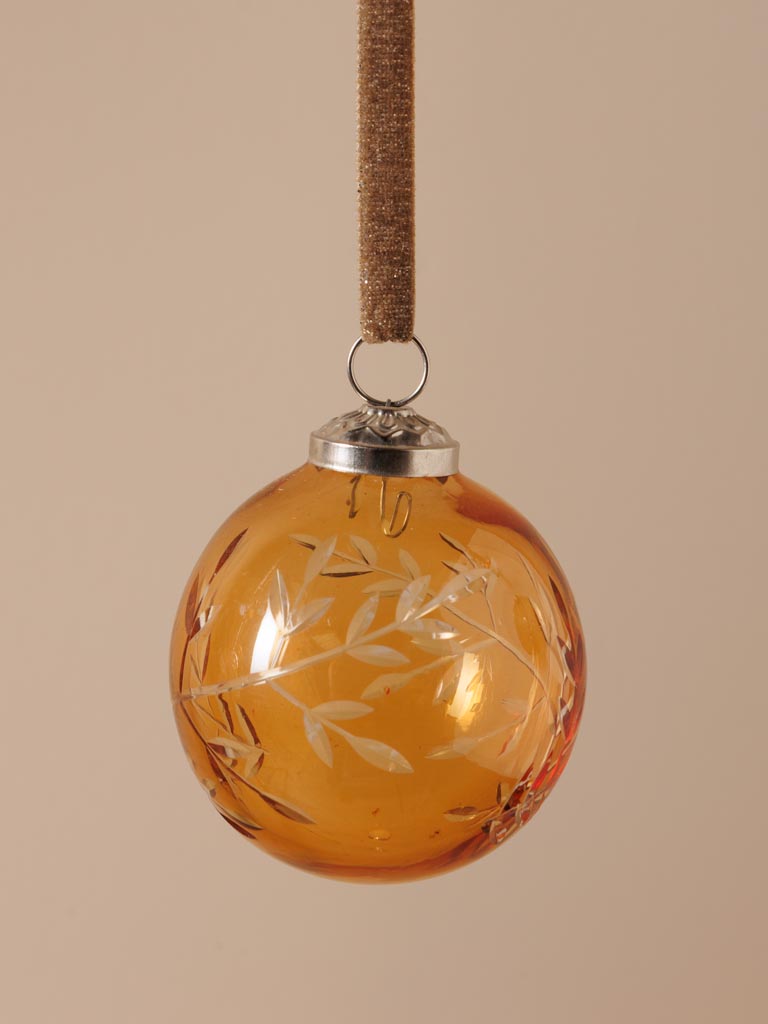 S/3 amber glass xmas balls - 5