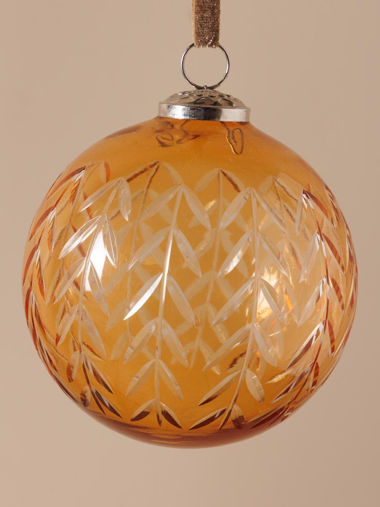 S/3 amber glass xmas balls - 4