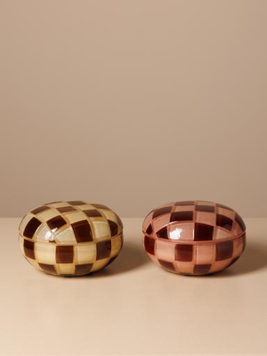 S/2 candles in glass boxes Damiers