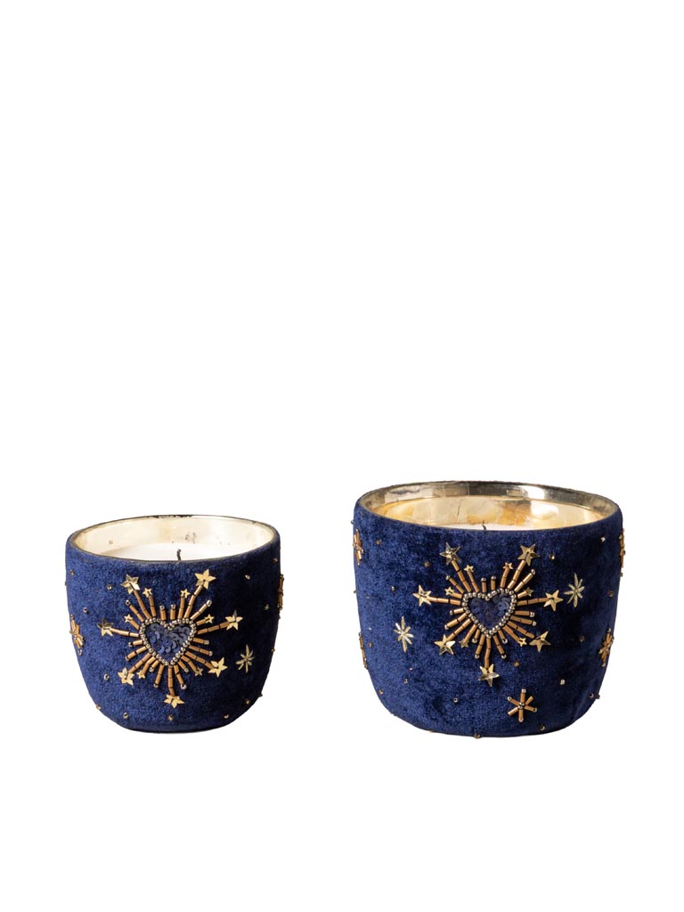 S/2 bougies velours bleu et Ex-votos - 3