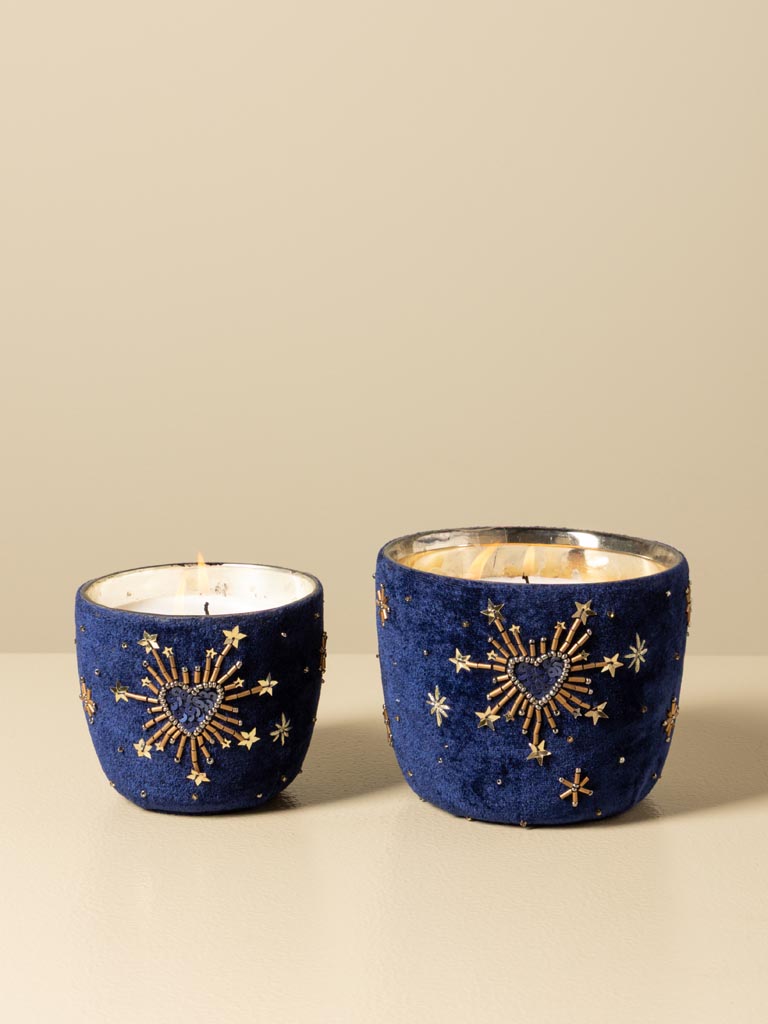 S/2 bougies velours bleu et Ex-votos - 1