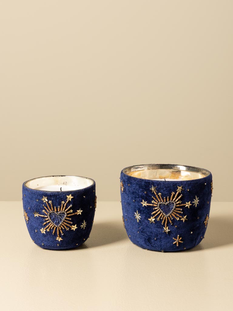S/2 bougies velours bleu et Ex-votos - 2