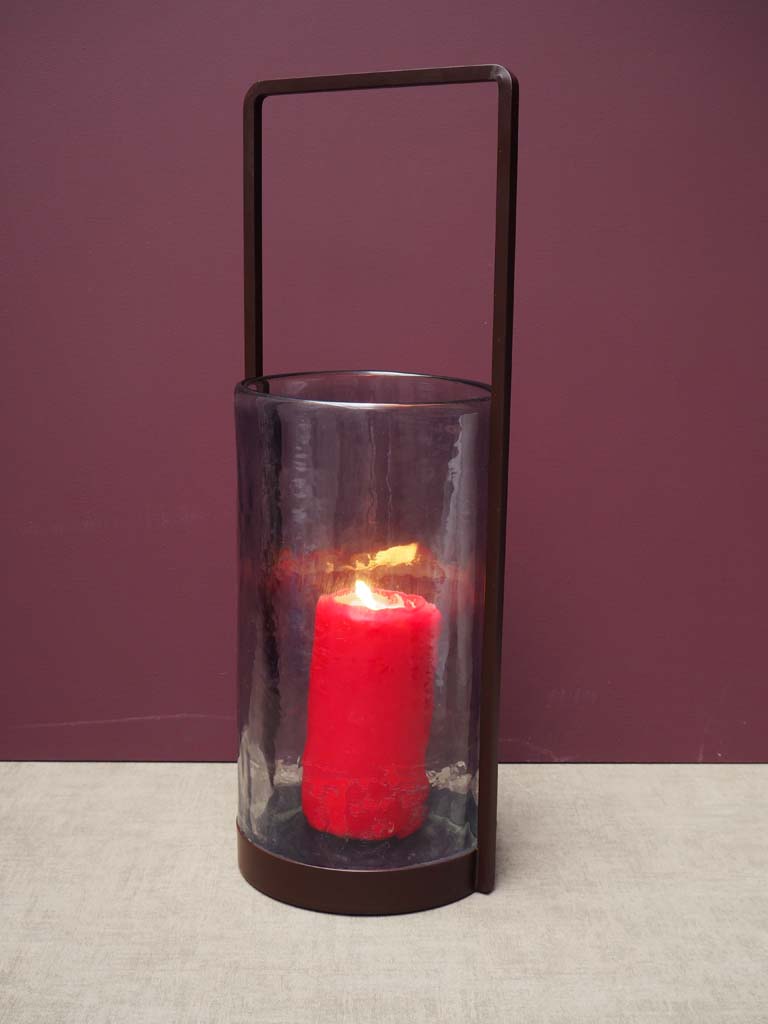 Glass lantern with metal handle - 1