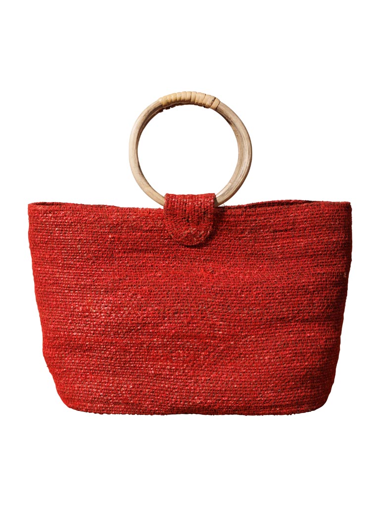 Red hand bag with wooden handles - 3