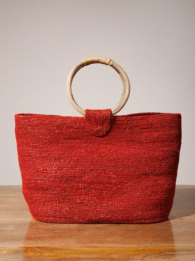 Sac rouge avec anses bois