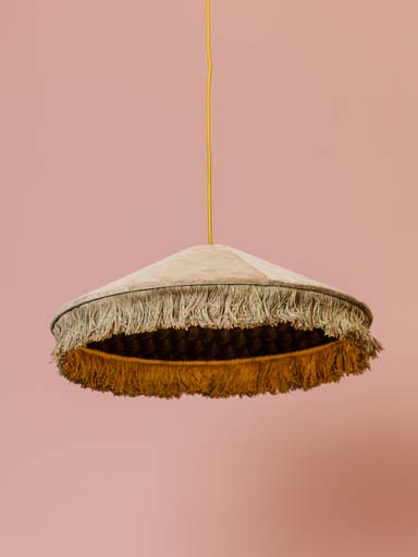 Beige hanging lamp Kukai & fringes