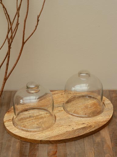 Wooden tray with 2 covers