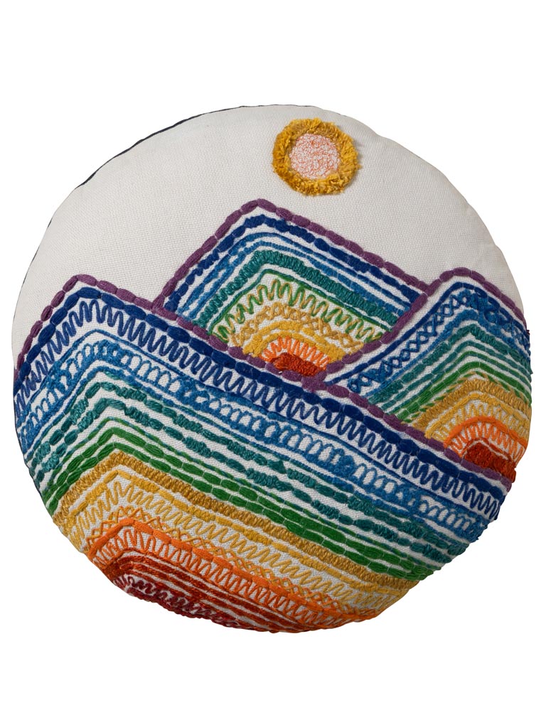 Coussin rond montagnes colorées - 2