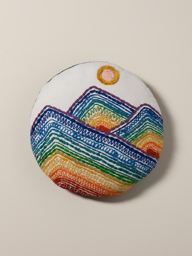 Coussin rond montagnes colorées - 3