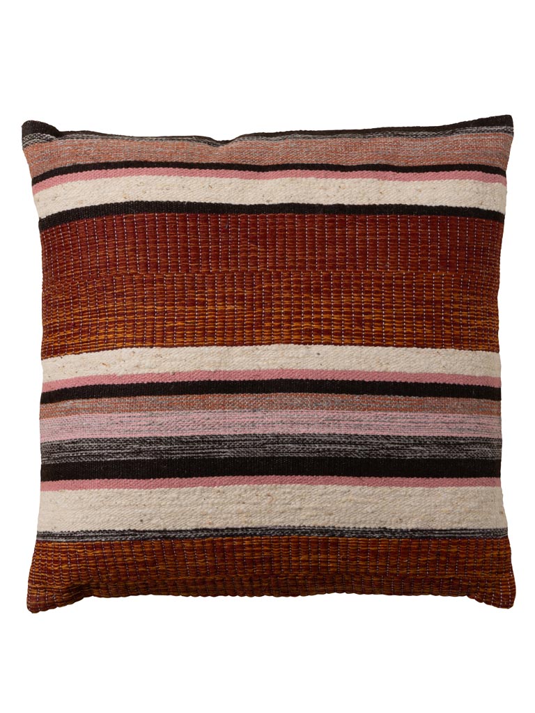 Coussin ligné bordeau - 2