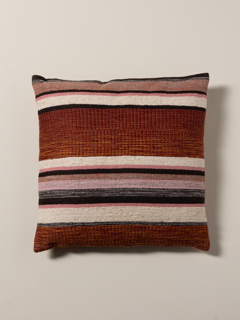 Coussin ligné bordeau - 3