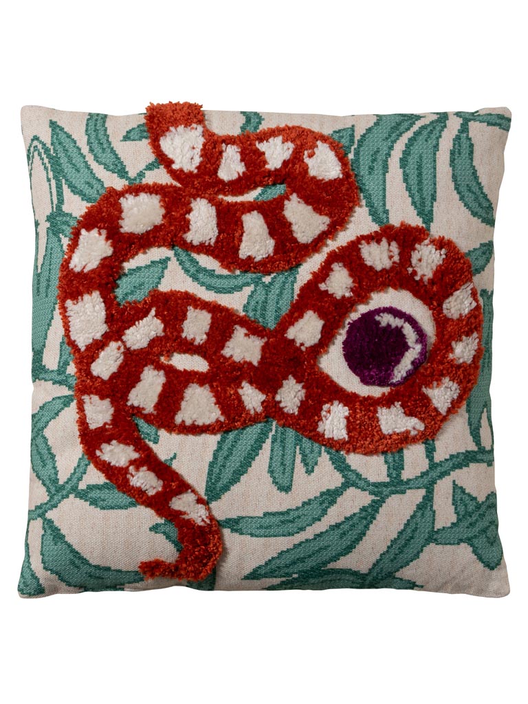 Coussin brodé serpent relief - 2