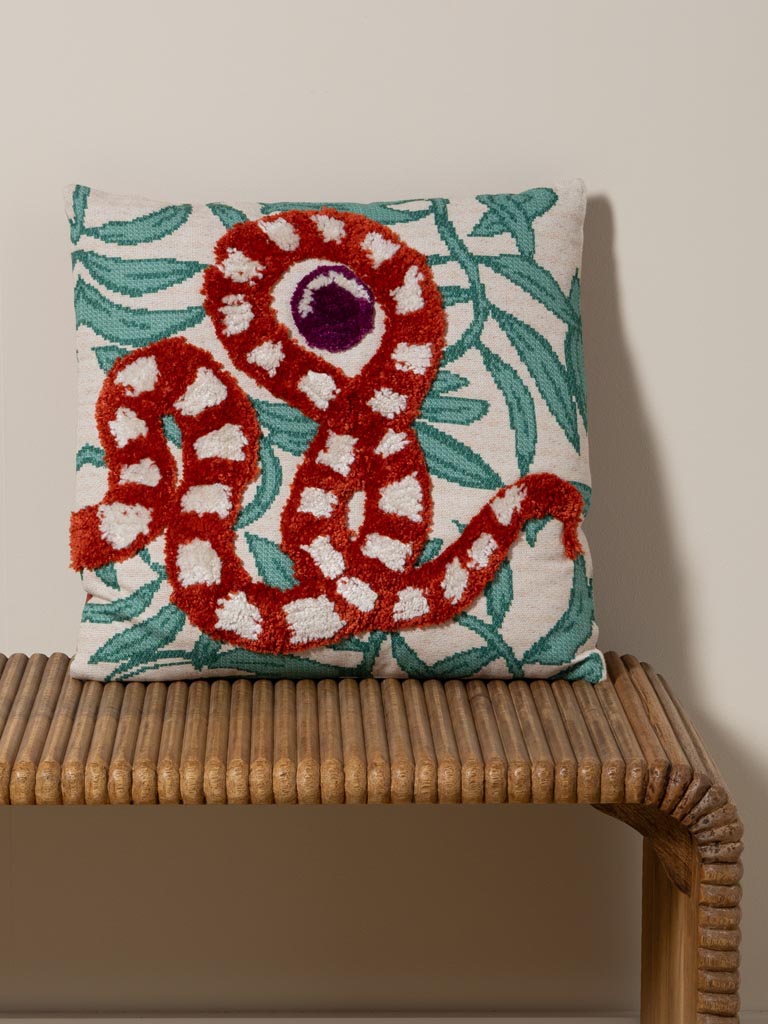 Coussin brodé serpent relief - 1
