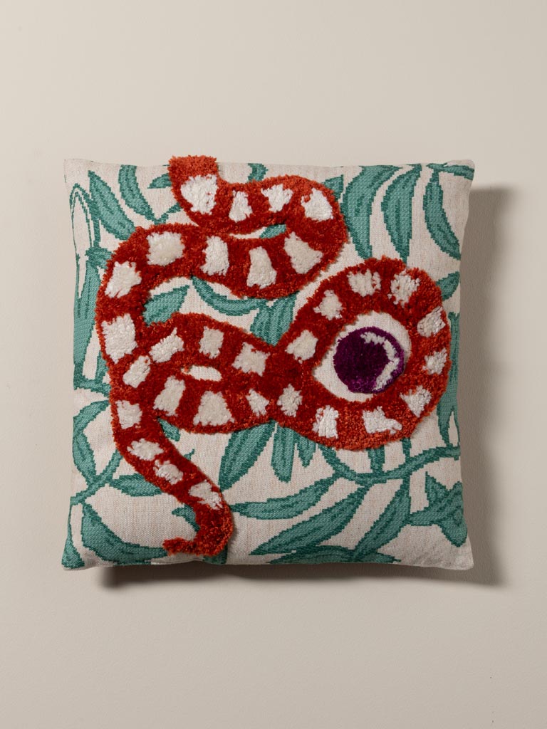 Coussin brodé serpent relief - 3