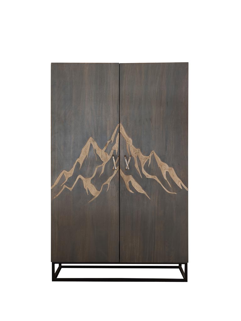 Cabinet engraved mountain & ski handles - 2