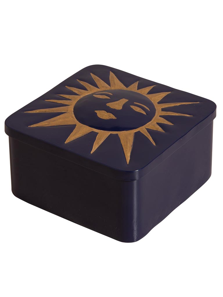 Boîte bleue en métal soleil d'or - 2