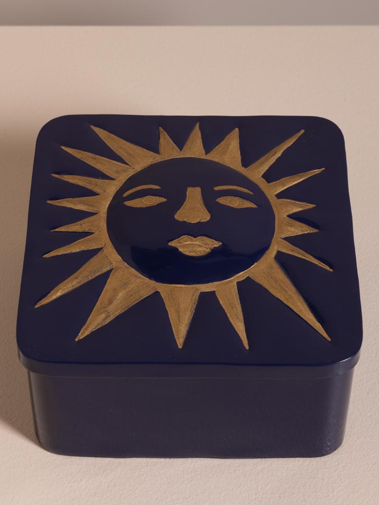Boîte bleue en métal soleil d'or - 4