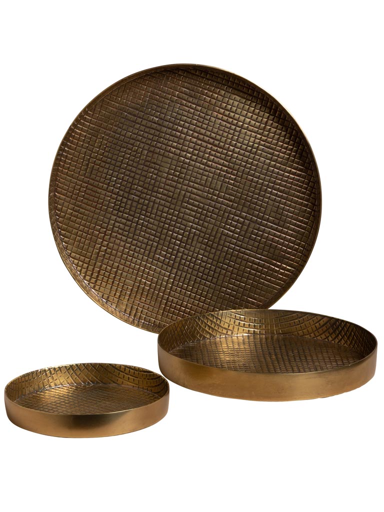 S/3 round golden trays - 3