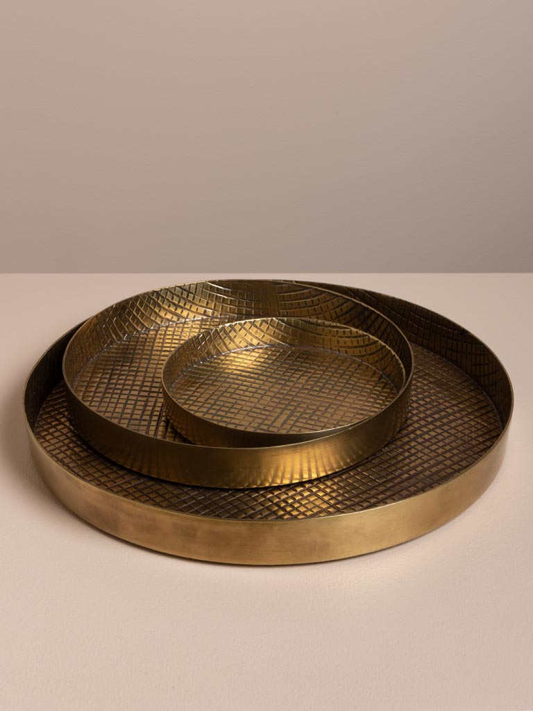 S/3 round golden trays - 4