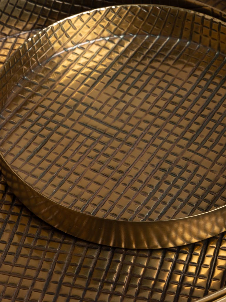 S/3 round golden trays - 2