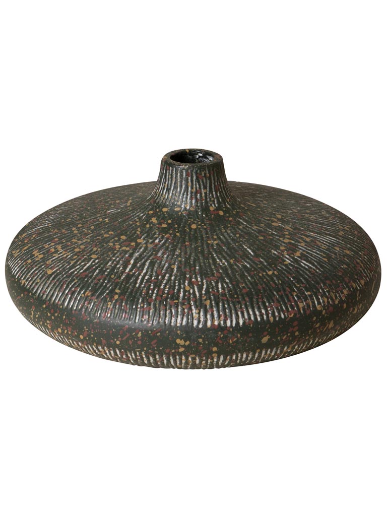 Vase rond kaki moucheté - 2