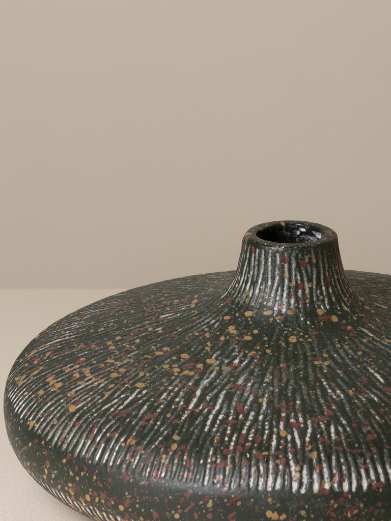 Vase rond kaki moucheté - 3