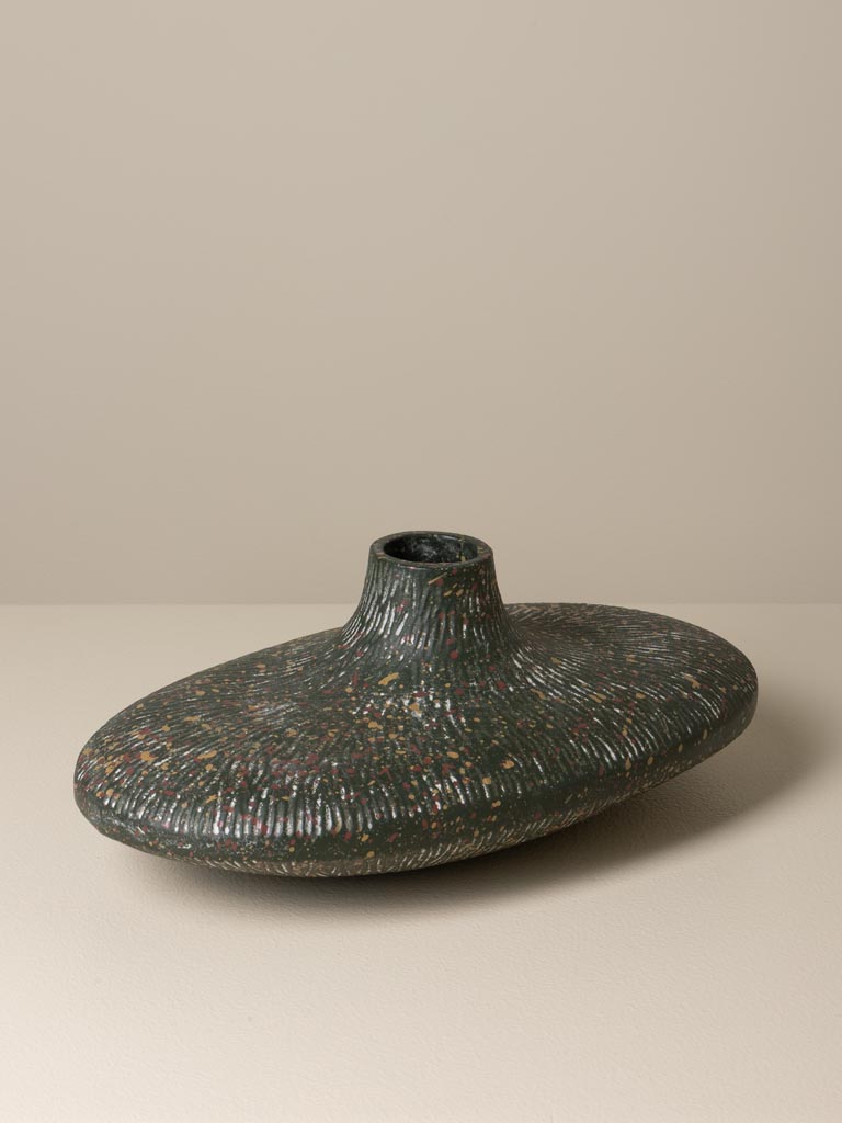 Vase ovale kaki moucheté - 1