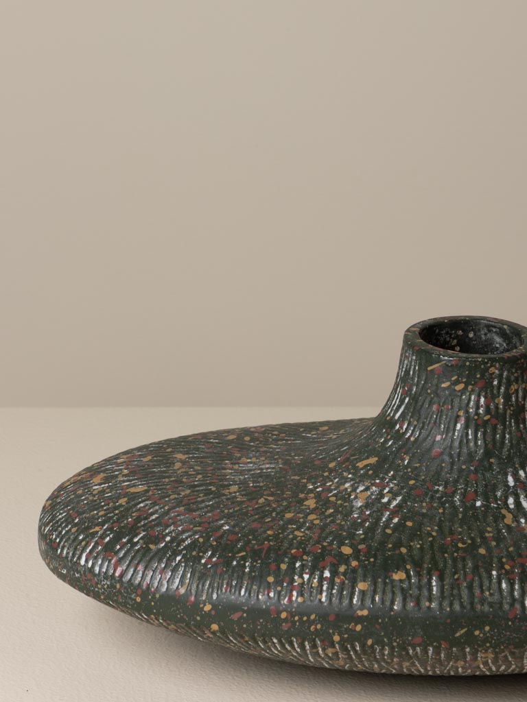 Vase ovale kaki moucheté - 4