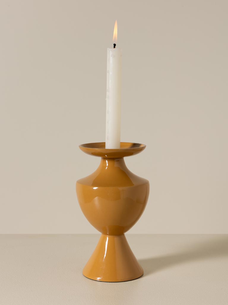 Bougeoir moutarde métal laqué - 1