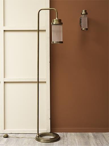 Floor lamp Watson brass patina & glass tubes